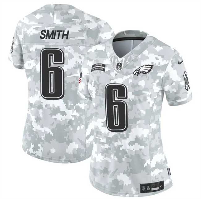 Women%27s Philadelphia Eagles #6 DeVonta Smith 2024 F.U.S.E Arctic Camo Salute To Service Limited Stitched Jersey Dzhi